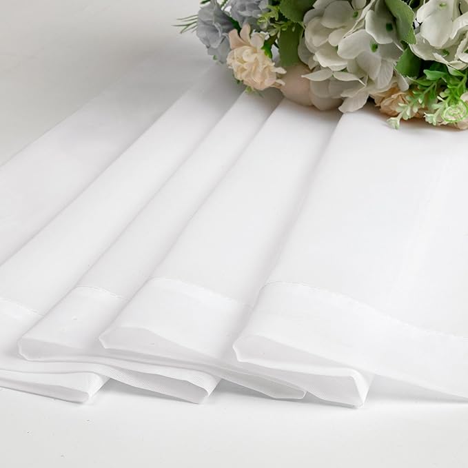 Chyhomenyc Sheer White Valances for Windows 2 Pack, Small Window Curtains for Living Room Bathroom Cafe Laundry Basement, Modern Top Dual Rod Pocket Voile Curtain, 42W x 14L inches, White