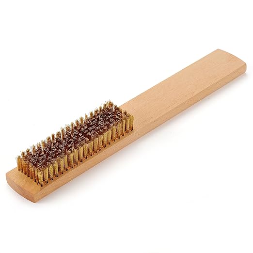 MAXMAN Brass Brush, Soft Brass Bristles Wire Brush for Cleaning Metal Rust, Welds, Home and Kitchen, Wire Scratch Brushes with 10" Beechwood Handle