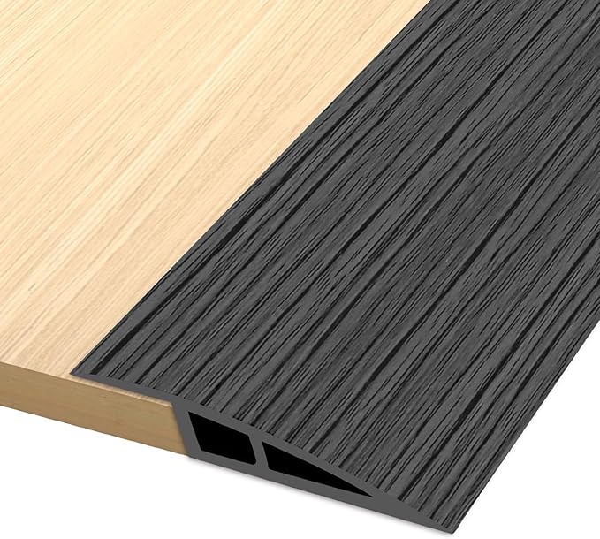Vinyl Door Threshold Flooring Transition Strip Self Adhesive Carpet Edging Strip for Laminate Doorway Edge Threshold from 2/5" to 3/5" (Dark Gray Wood Grain, 3.3 Ft)