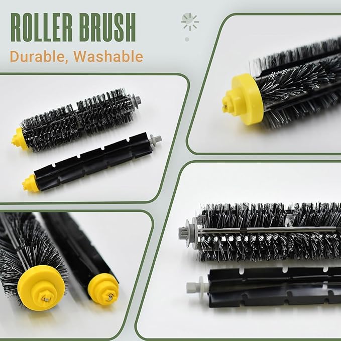 Replacement Parts Accessories Kit for iRobot Roomba 675 694 692 614 670 677 671 691 676 639 679 615 600 Series Robot Vacuum Attachment, 1 Front Caster Wheel,1 Bristle Brush, 6 Side Brush, 4 Filter