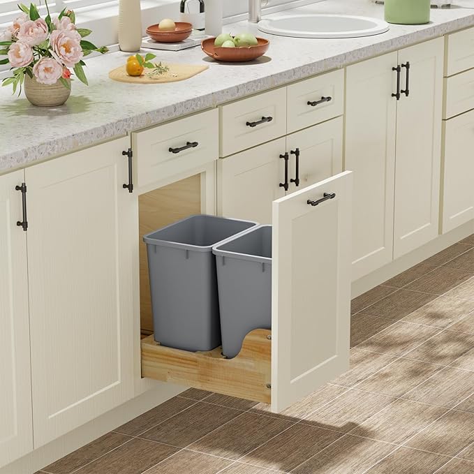 ROOMTEC Lightweight and Durable Slim Trash Can, Wastebaskets for Office, Workspace, Kitchen, Bathroom