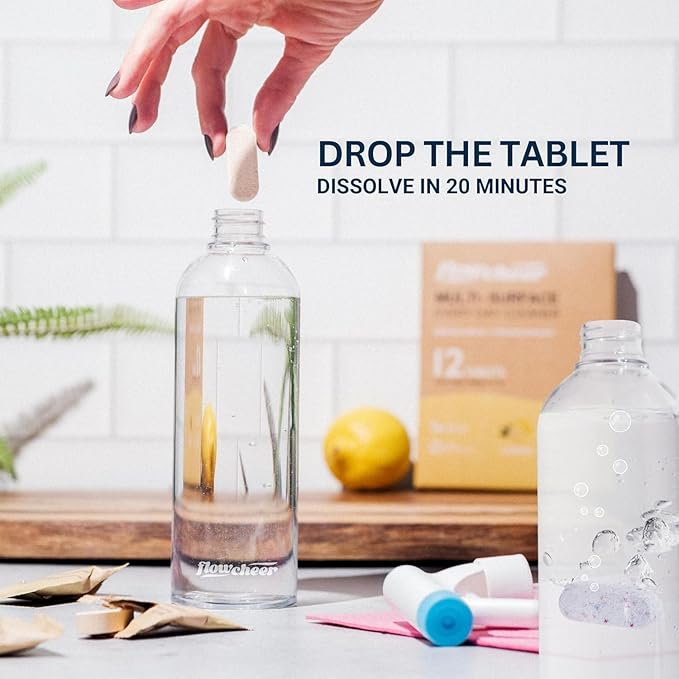 All Purpose Cleaner Concentrate Refills,MultiSurface Clean Refill,No Toxic Cleaning Tablets(12Pack)-Makes 192fl oz(12x16Fl oz)Bottle of Spray Cleaner for Household&Kitchen Cleaning-Unscented