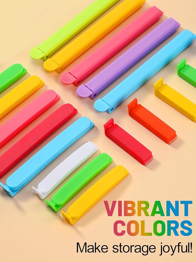 38 PCS Colorful Chip Clips - 4 Sizes Good Sealing Bag Clips for Food Snack Storage, Keeps Coffee, Bread, Cookies Fresh (6.3", 5", 3.5", 2.3")