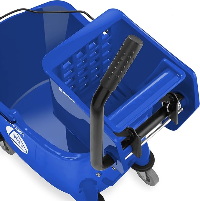 Dryser Commercial Side Press Wringer Combo Mop Bucket, 33 Quart, Blue