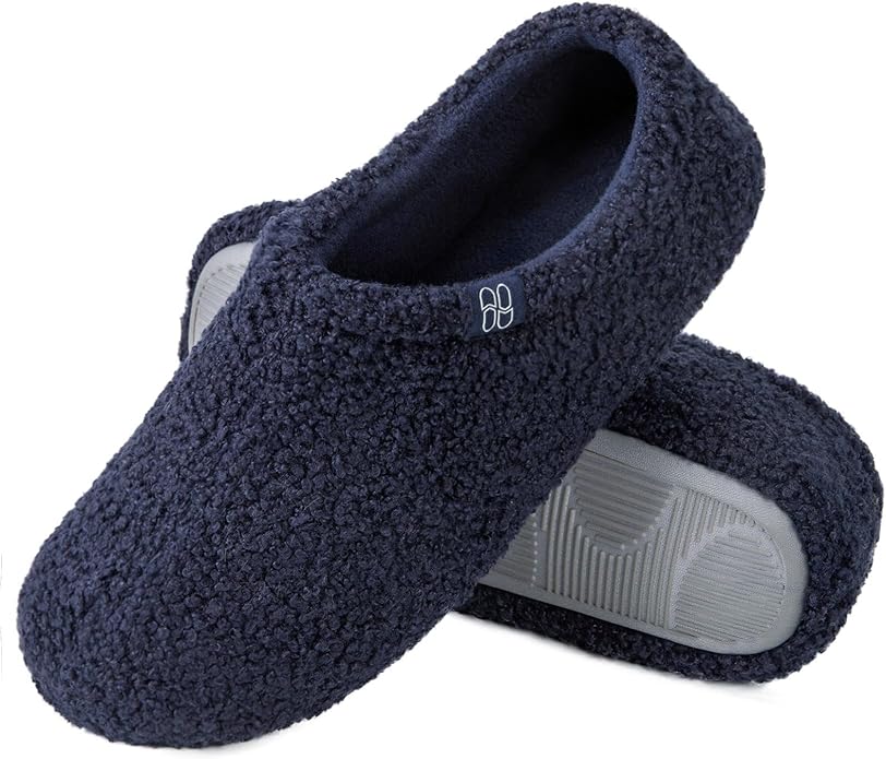 HomeTop Women's Fuzzy Curly Fur Memory Foam Loafer Slippers with Polar Fleece Lining