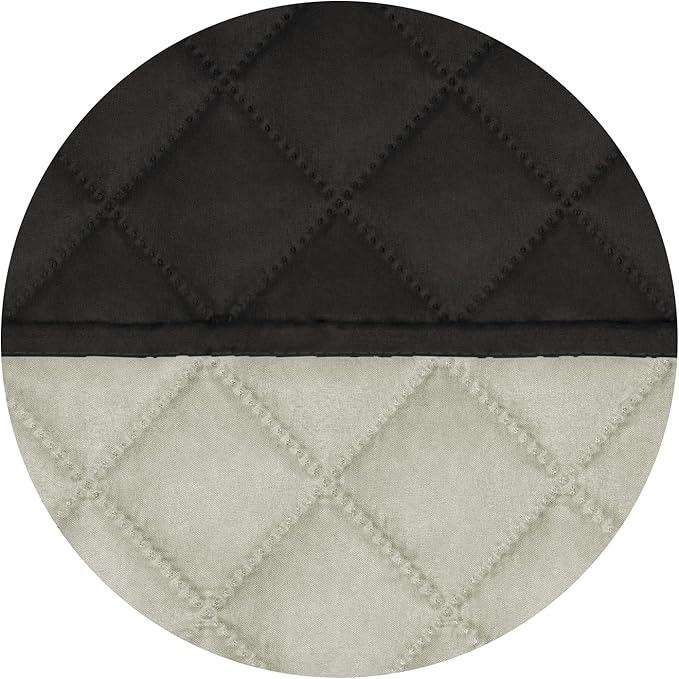 PureFit Reversible Quilted Sofa Cover, Water Resistant Slipcover Furniture Protector, Washable Couch Cover with Non Slip and Elastic Straps for Kids, Dogs, Pets (Oversized Loveseat, Black/Beige)