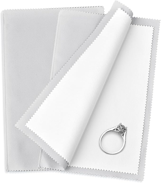 SEVENWELL Silver Polishing Cloth, Jewelry Cleaner Cloth for Sterling Silver Jewelry, Gold, Platinum, Silverware, Diamonds, Gemstones, Coins (Light Gray)