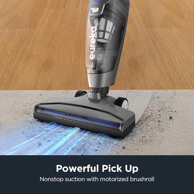 Eureka Corded Stick Vacuum Cleaner for Home Pet Hair, Lightweight Stick Vacuum Cleaner with Powerful Suction for Carpet Tile and Hard Floor, Blue, 3-in-1 Handheld Vac NES312