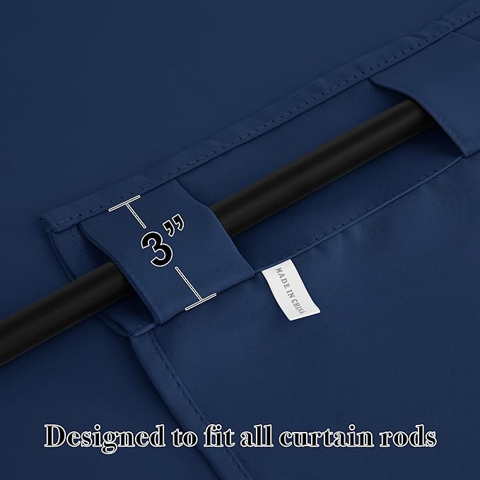 RYB HOME Blackout Kitchen Curtains, Thermal Insulated Back Tabs Window Curtain Room Darkening Shades Ideal Match for Bathroom Basement RV, Navy, Width 42 inch x Length 36 inch, 2 Panels Set