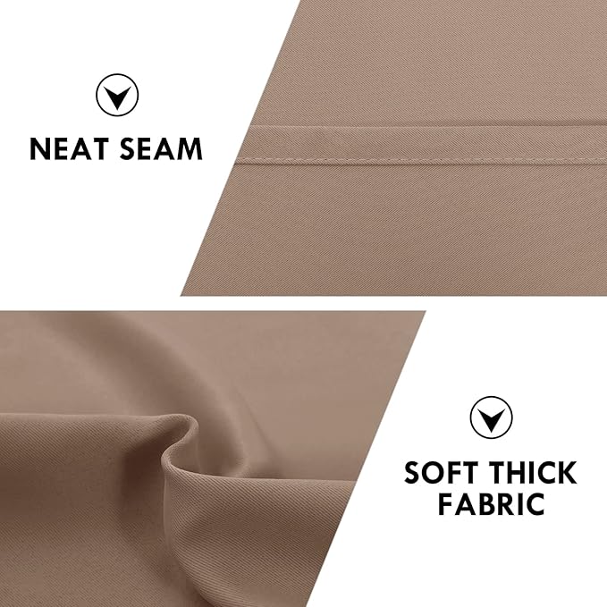 DWCN Blackout Curtains Room Darkening Thermal Insulated Bedroom Curtains Window Curtain Panels, 52 x 84 inches Long, Set of 2 Khaki Rod Pocket Drapes