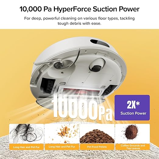 roborock Q7 M5+ Robot Vacuum and Mop, Upgraded from Q5 Max+, 7 Weeks Self-Emptying, 10000Pa Suction, Dual Anti-Tangle System, for Pet Hair & Carpet, PreciSense LiDAR Navigation, App Control, White