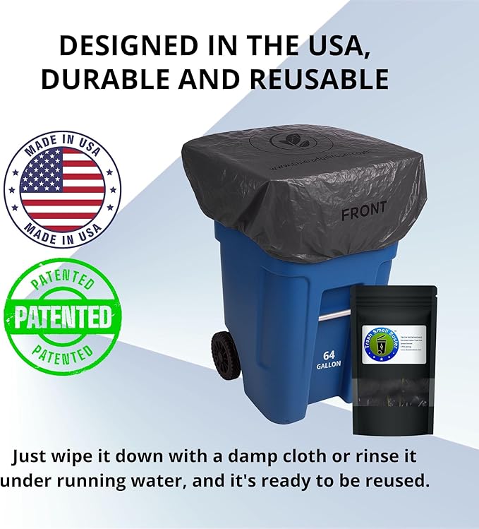Outdoor Trash Can Cover Odor Eliminating Bag with Elastic Band Lemon Scented Durable 64 Gallon 3 Pack