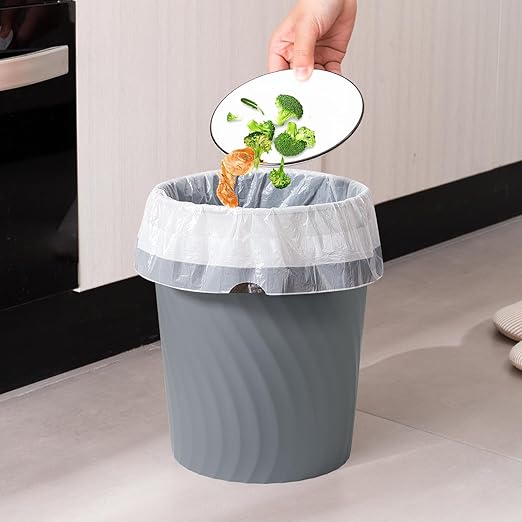 YGJT Small Trash Can, 3 Pack 1.8 Gallons Bathroom Trash Can, Slim Waste Basket, Round Garbage Can, Plastic Trash Bin for Kitchen, Dorm, Bedroom, Office, Living Room, Study, Compact Spaces(Grey)
