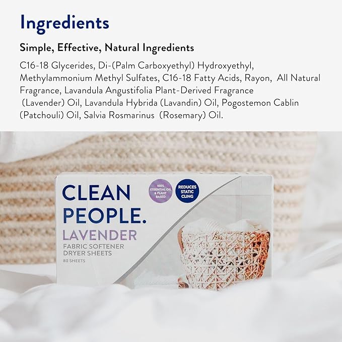 The Clean People Fabric Softener Sheets - Dryer Sheets - Softens & Removes Static Cling - Vegan Laundry Softener, Essential Oils - Lavender 360 Pack