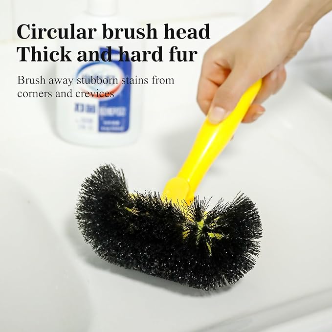 Grout Cleaning Brush with Long Handle - Hard Bristle Hand Held Grout Cleaner Brush for Tile Grout, Shower Cupboard Corner Cleaning