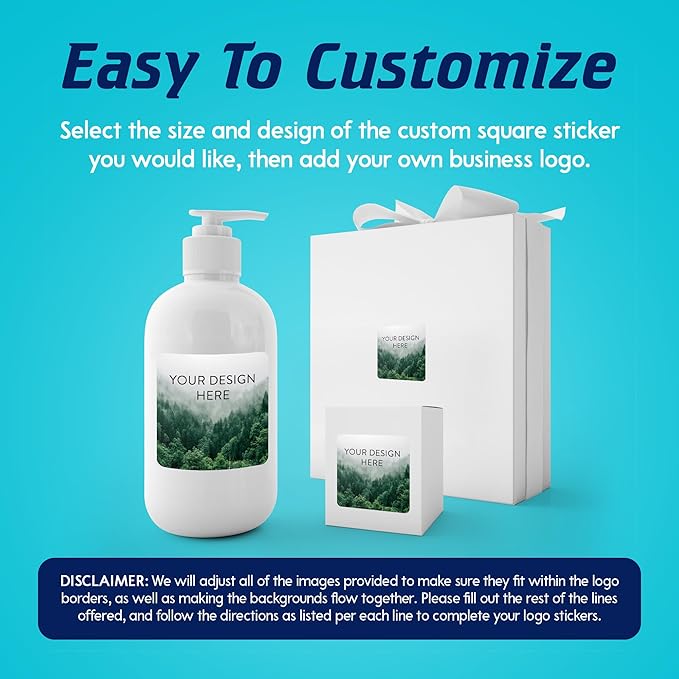 100 Custom Vinyl Stickers - Upload Your own Image, Text, Design, Logo - Personalized Logo Labels for Handmade, Packaging, Bottle, Jars, Candle, Brand Stickers (Foggy Valley, 3x3 Square)