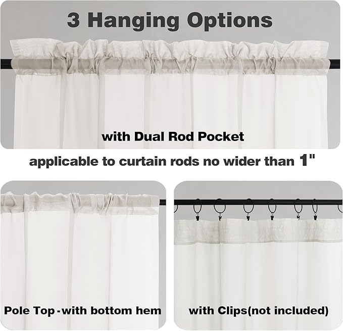 Chyhomenyc Ivory Sheer Curtains 96 Inches Long 2 Panels, Light Filtering Ivory Curtains for Living Room, Soft Gentle Voile Rod Pocket Bedroom Window Drapes, 59Wx96L Inch, 2PCS