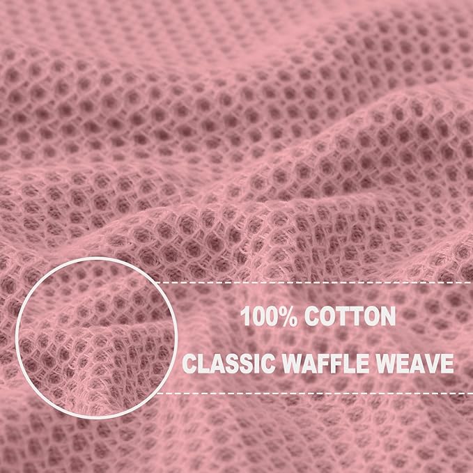 Homaxy 100% Cotton Waffle Weave Kitchen Dish Towels, Ultra Soft Absorbent Quick Drying Cleaning Towel, 13 x 28 Inches, 6-Pack, Dried Rose