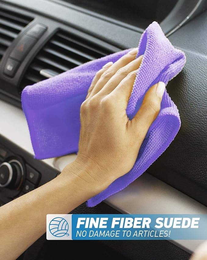 Microfiber Cleaning Cloth-24Pcs (13x13 inch) Ultra Soft Highly Absorbent Rags for Housekeeping-Machine Wash (Purple)