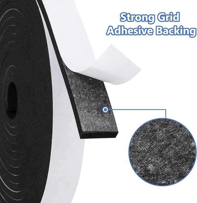 Weather Stripping Door Seal Strip- 2 Inch X 1/16 Inch X 32Feet, Strong Adhesive, Lightproof, Soundproof, Weatherproof Foam Tape Insulation for Sliding Door, Front Door Frame, Windows- Black