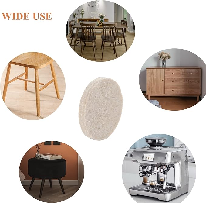 Felt Furniture Pads for Hardwood Floors 129 Piece, Furnigear Anti Scratches Felt Pads for Round, Square Chair Feet Self Adhesive Chair Felt Pads Sliders Moving Your Furniture Smoothly, Beige
