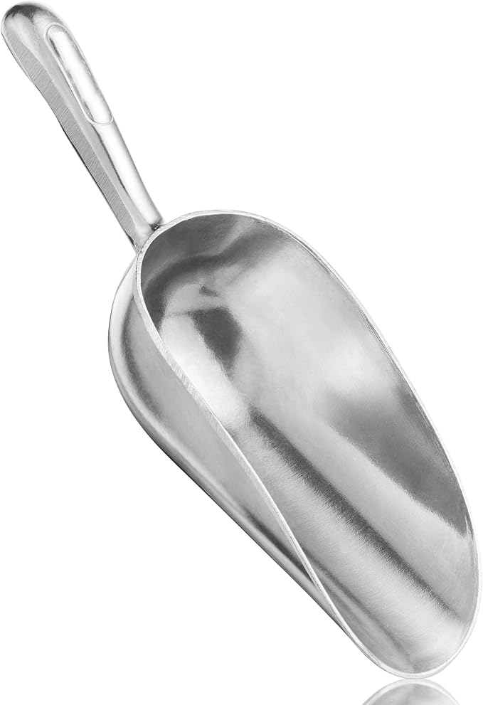 Cast Aluminum Utility Scoop, 5-Ounce - Round Bottom, Small ice scoop For Multi-Purpose Use, With Finger Groove Handle (Hand Wash Only) 5 oz.