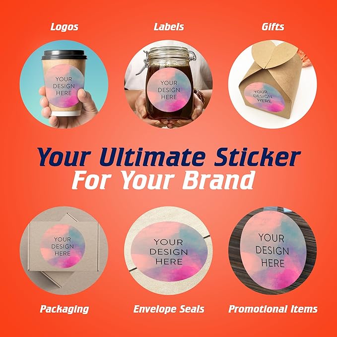 100 Custom Vinyl Stickers - Upload Your own Image, Text, Design, Logo - Personalized Logo Labels for Handmade, Packaging, Bottle, Jars, Candle, Brand Stickers (Rose, 6x6)