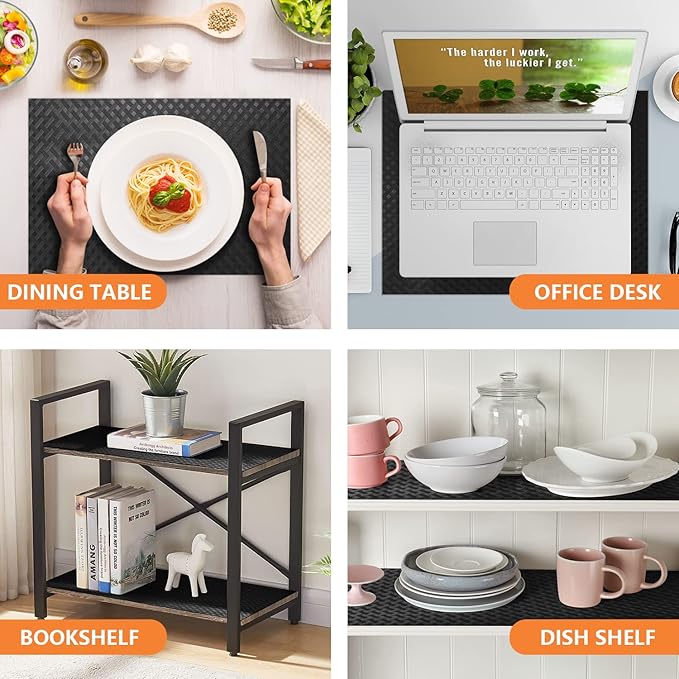 Shelf Liners for Kitchen Cabinets Refrigerator Liners Waterproof & Oil-Proof Kitchen Cupboard Liner Non-Slip Drawer Mats EVA Non Adhesive Fridge Liner for Shelves - Black 17.5 x 78.7 Inch