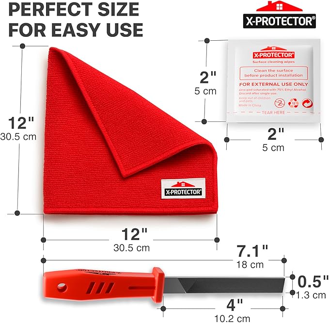 X-Protector Furniture Pads Preparation Set - Includes Metal File, Microfiber Cloth & 20 Cleaning Wipes - Furniture Surface Prep Kit for Easy Installation of Furniture Pads!