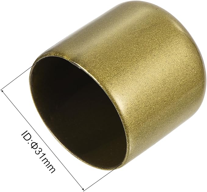 uxcell 20pcs Rubber End Caps 31mm ID Vinyl Round Tube Bolt Cap Cover Thread Protectors Gold