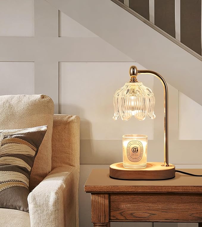 Candle Warmer Lamp with Timer and Dimmer,Electric Gold Light Gifts for Women Melt Wax Warmer Lamp with 2 Bulbs for Candle Jars House Warming New Home Decor Bedroom