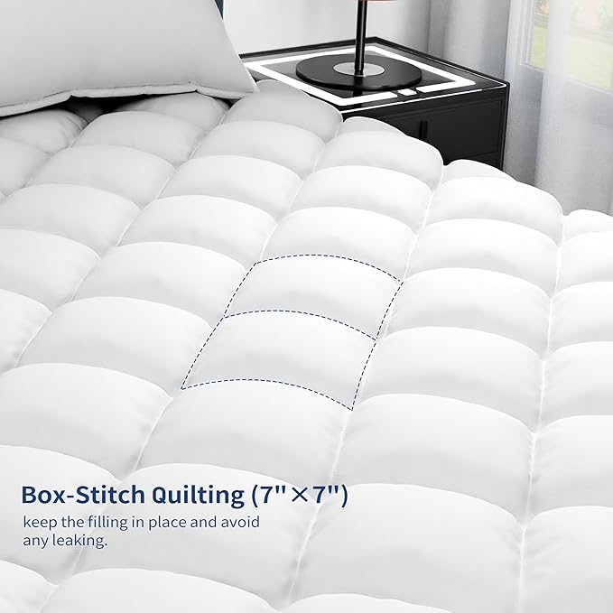 Sunflower California King Mattress Pad, Hypoallergenic Cotton Mattress Cover,18-22" Extra Deep Pocket Quilted Protector, Breathable&Noiseless