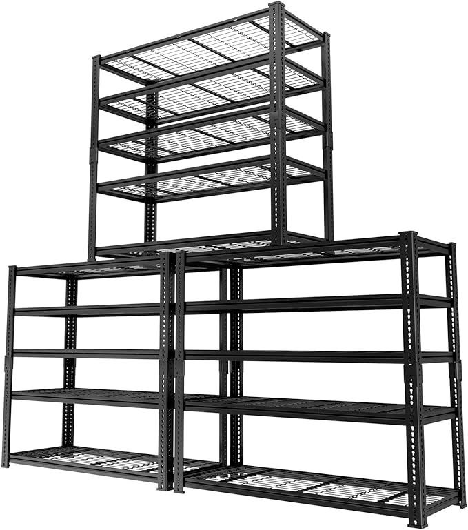 Storage Shelves Heavy Duty, 3 PCS 60" L x 24" W x 78" H Garage Wire Shelving Unit Loads 3300LBS, 5-tier Adjustable Metal Industrial Utility Shelf Rack for Kitchen, Laundry Room, Warehouse, Basement