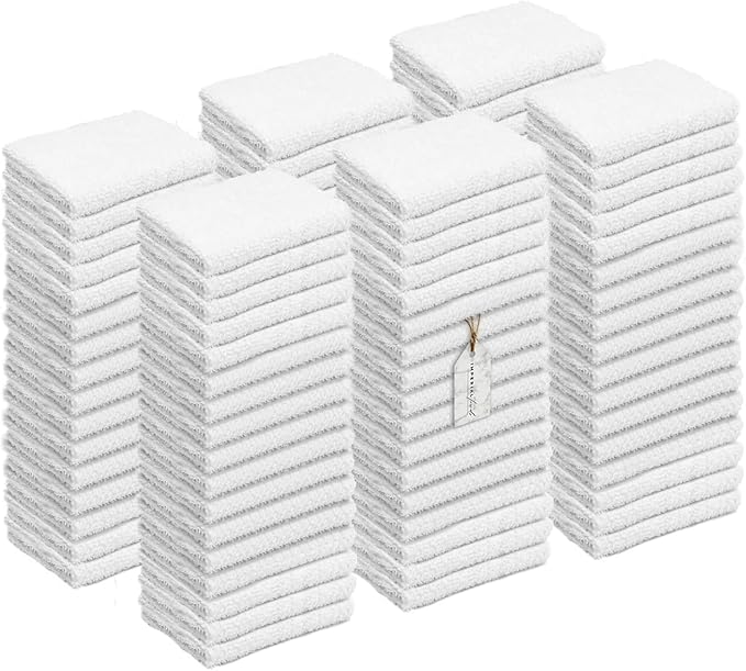 Terry Bar Mop Towels (Value Pack of 100) Size 14"x17" – Absorbent and Durable, Multipurpose Cleaning Rags, Cotton Cleaning Towels, Terry Cloth Rags, Reusable Shop Rags (White)