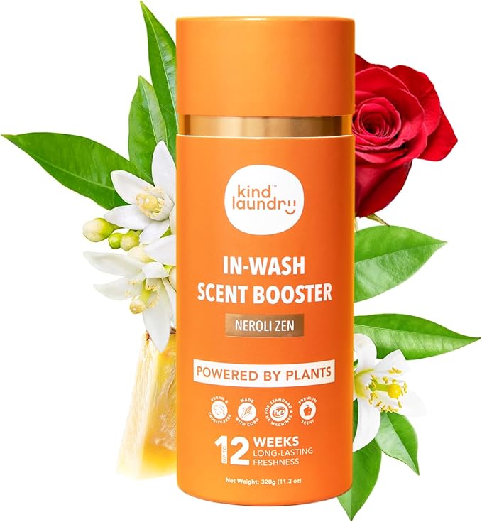 Kind Laundry In Wash Scent Booster Beads - Neroli Zen - 100% Plant Based - Natural Laundry Booster Beads & Smell Deodorizer - Environment Friendly Odor Eliminator for Clothes (320 grams)