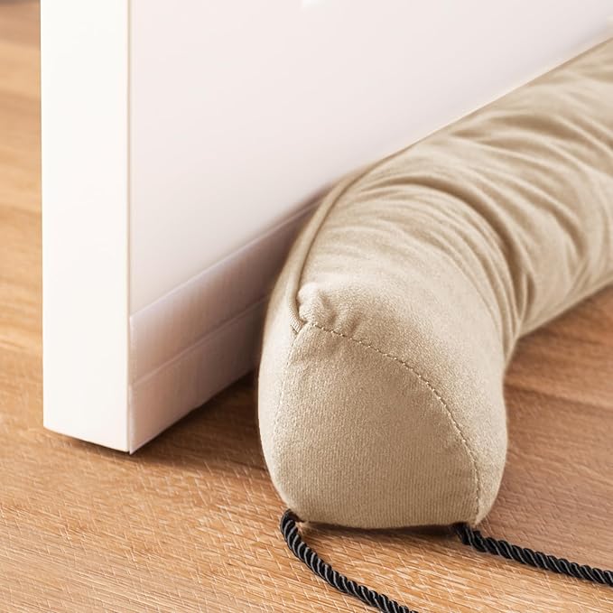 Sunolga 38" Door Draft Stopper Blocks Hot and Cold Air with Removable Washable Cover for Gaps Up to 3", All-Season Seal for Noise, Door Sweep for Bottom of Door and Window, Home Essentials, Beige