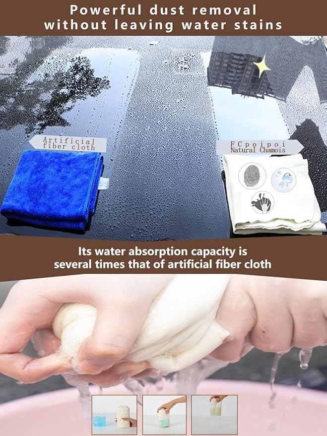 Eyeglass Cleaning Cloth Natural Chamois Leather Camera Lens Cleaning Cloths，Premium Cloth，Safe and Effective Cleans Lenses, Glasses, Screens, Cameras- Scratch-Free, Reusable & Soft (Large-12”x12”)
