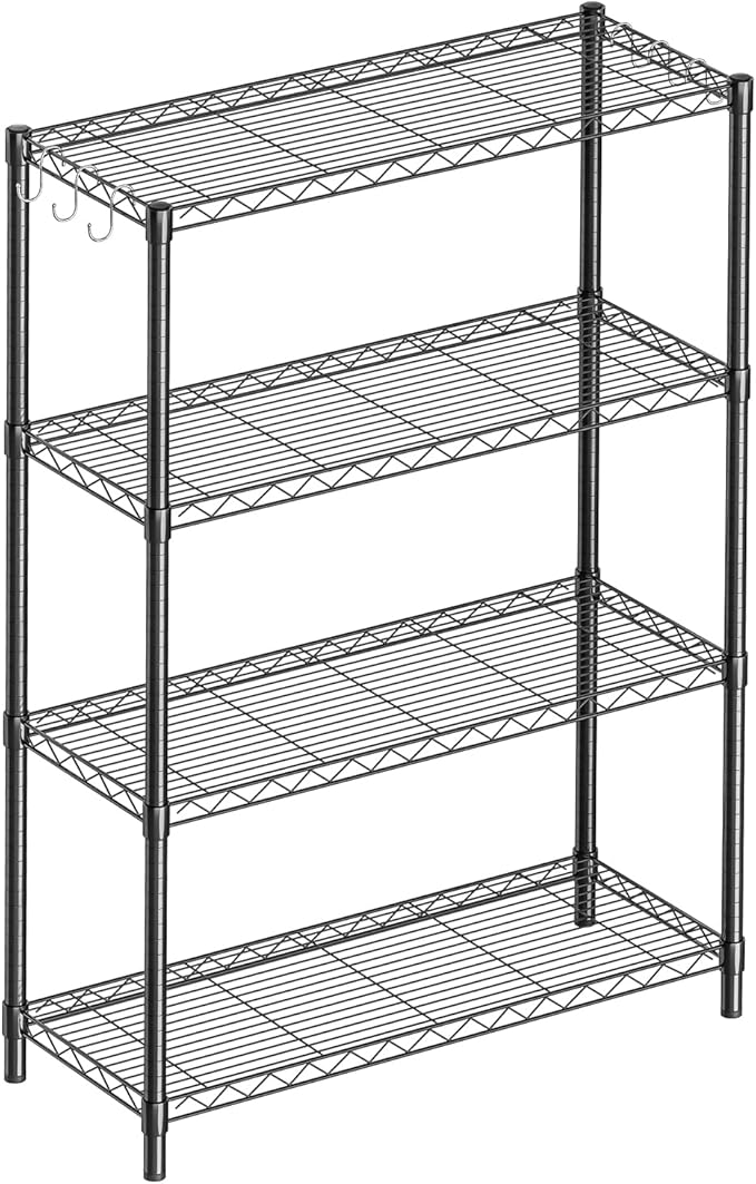 4-Shelf Adjustable Metal Shelf Wire Shelving Unit Storage Rack Display Shelf for Office,Kitchen,Bedroom,Bathroom,Laundry,Pantry Basement,Garage(Black,36" L x 14" W x 54" H)