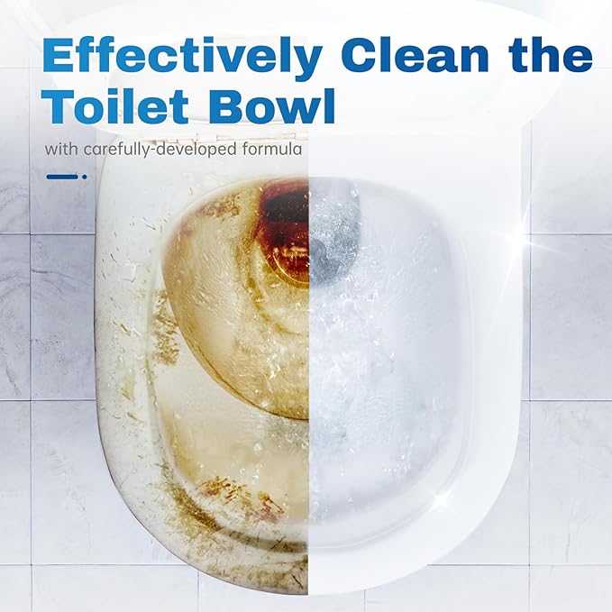 Vacplus Toilet Bowl Cleaner Tablets 12 PACK, Automatic Toilet Bowl Cleaners with Bleach for Deodorizing and Descaling, Bathroom Cleaner Against Tough Stains