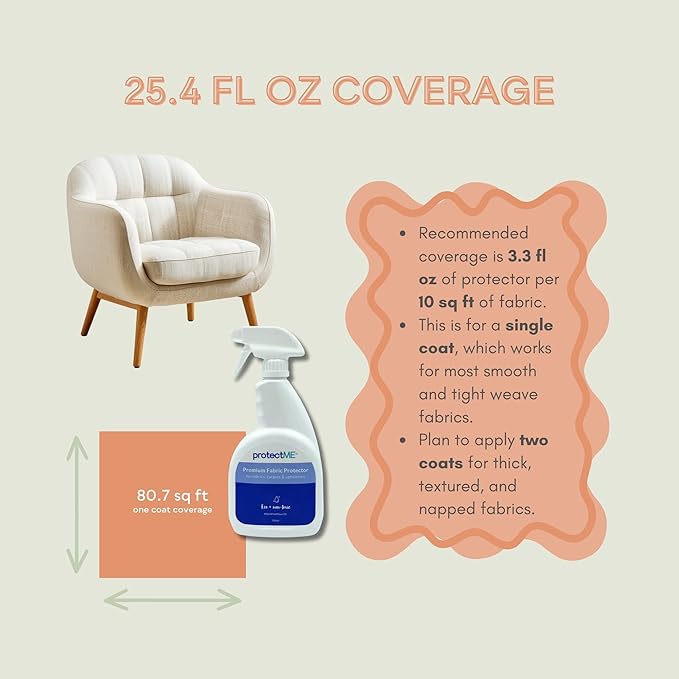 Fabric Protector and Stain Resistant Spray - Upholstery Fabric Spray for Stain Guard for Carpet, Shoes, Couch, Sofa - Non Toxic Water Based Furniture Protector - 25.4 Fl. Oz.