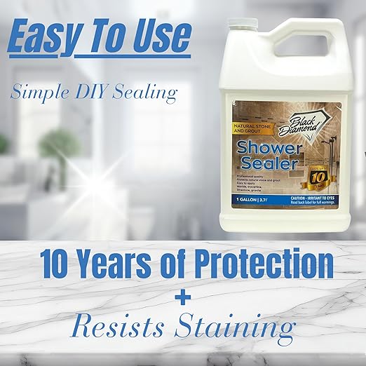 Natural Stone and Grout Penetrating Shower Sealer. Marble, Granite Travertine, Limestone. Protects The Surface from Damage and Build-up for up to Ten Years! (1 Gallon)
