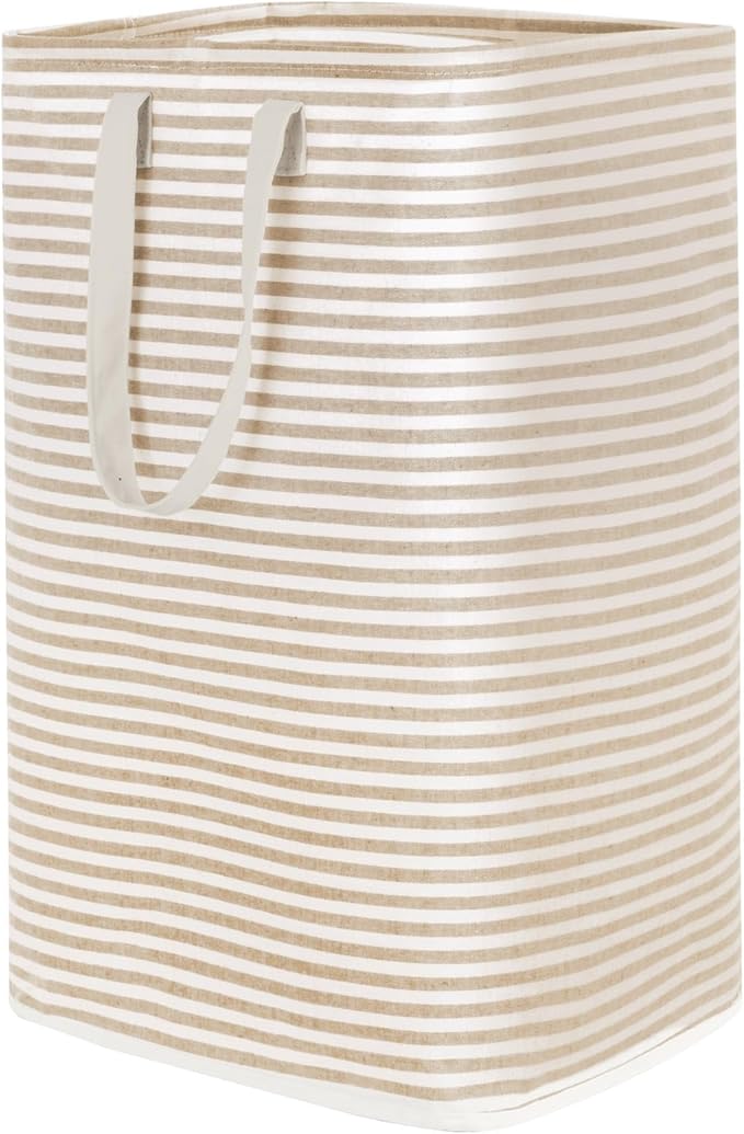 Lifewit Laundry Hamper Large Collapsible Laundry Basket, Freestanding Waterproof Clothes Hamper Storage with Easy Carry Handles for Clothes in Bedroom Bathroom College Dorm for Adults,Beige, 80L