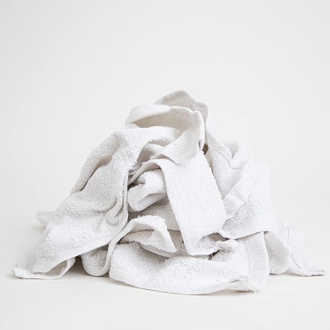 Arkwright W11 Terry Cloth Towels for Cleaning - Soft Cotton Blend Washable Multi-Purpose Bar Mop, Absorbent & Quick Dry, Bag of Rags for Kitchen, Auto Shop, and Garage, 5 lb, White