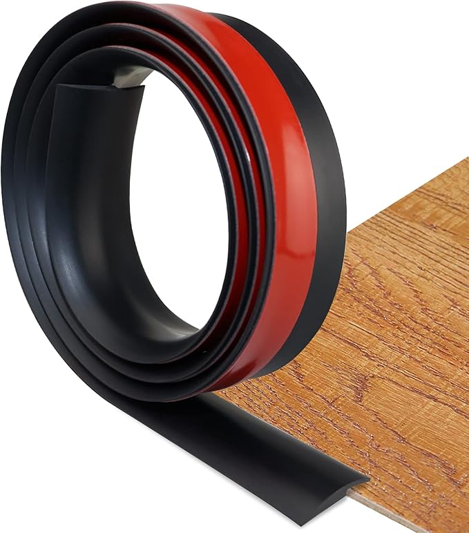 Floor Transition Strip Self Adhesive Carpet & Flooring Transitions Edging Trim Strip PVC Threshold Transitions Suitable for Threshold Height Less Than 5mm (3.3Ft, Black)