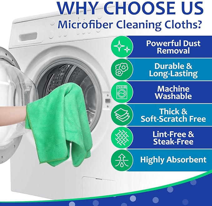 Newwiee 3 Pcs Extra Large Microfiber Cleaning Cloth 30" x 20" Washable Reusable Microfiber Towel Streak Free Lint Free Cloth for Cleaning Home Glass Office Window Bathrooms (Red,Blue,Green)
