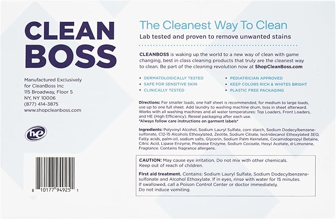 CleanBoss Laundry Detergent Smart Sheets - 30 Sheets