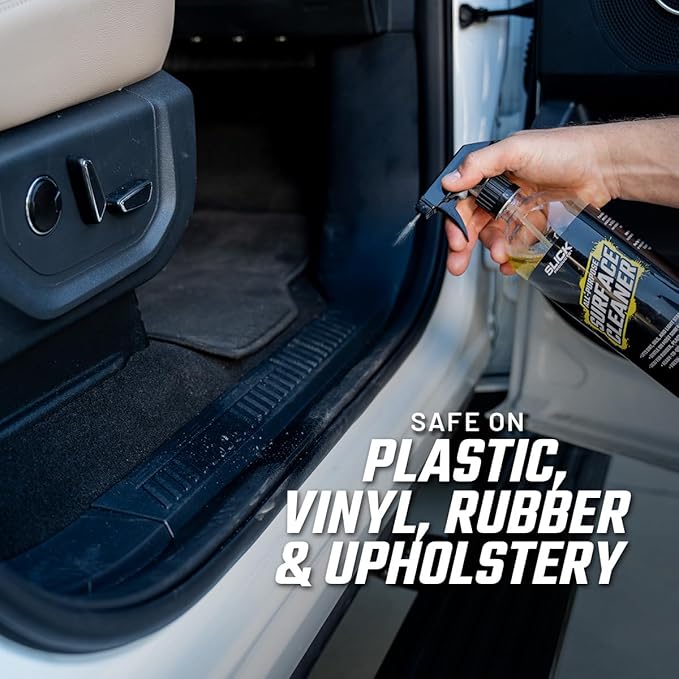 Slick Products All-Purpose Surface Cleaner – Vehicle Interior & Exterior Spray for Rubber, Plastic, Vinyl, Carpet & Upholstery – Ready-to-Use Lemon Scented Cleaner – 64 oz.