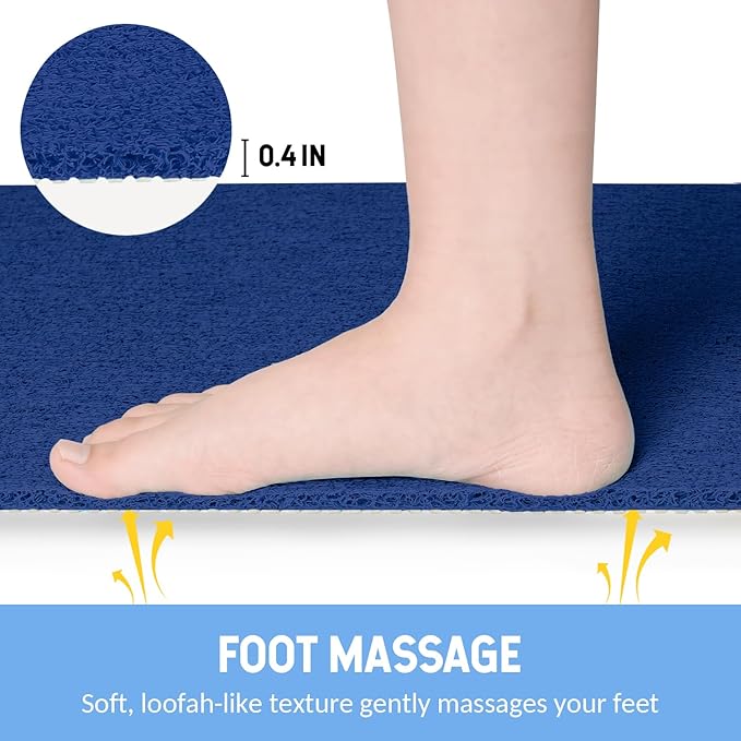 Non-Slip Bathtub Mat, 2 Pack Anti Slip Shower Mat, Fast Drying Bathtub Mats, Foot Scrubber Mat, Anti Slip Mat for Tub, Floor, Bathroom, Kitchen, Home, Hotel (Navy Blue 24"×16"+24"×16")