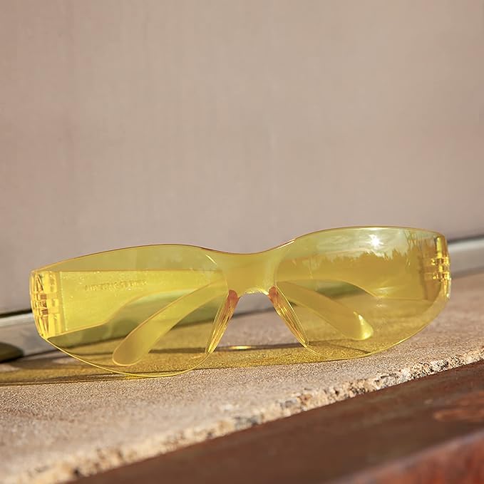 BISON LIFE Safety Glasses - Scratch Resistant Wrap Around Eyewear, Polycarbonate ANSI Z87.1 Impact Resistant Lens