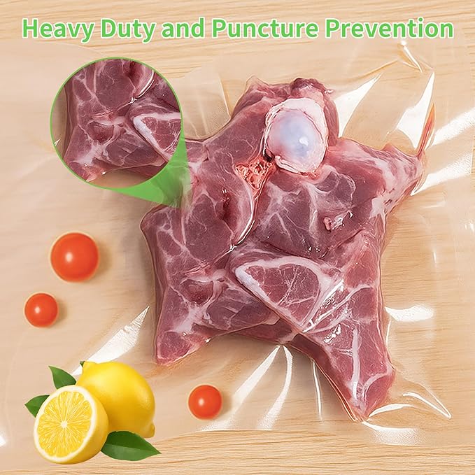 MakMeFre 100 Count Vacuum Sealer Bags 50 of Each Size 50 Pint 6"X10"and 50 Quart 8"X12"BPA Free Sous Vide Seal a Meal Commercial Grade Vaccume Seal Pre-Cut Combo Pack Bag
